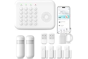 LWOHSI Sistema de Seguridad inalámbrico para el hogar, Sistema de Alarma 4G/WiFi con Teclado, Ampliable (hazlo tú Mismo) con sensores de Puerta y Movimiento, alertas de la App Tuya, sin Contrato (9 PCS)