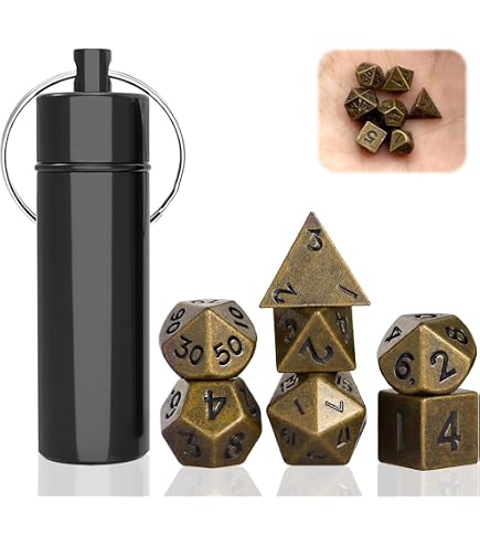 Steampunk Goblin – Coffret Montre De Poche Pour Mini Dés DND – 7 Dés En Métal – Sac Cadeau Dragon – Accessoire Jeu De Rôle – Bronze