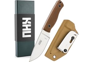 KHU Cuchillo de Cuello Cuchillo Hoja Fija Caza Supervivencia Camping Bushcraft - 440C Acero Mango de G10 - Outdoor Caza Accesorios - Funda Kydex (Desierto - 26A-New)