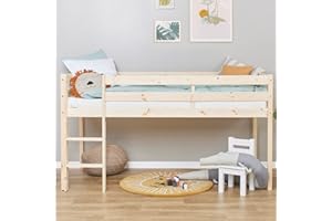 ‎HOPPEKIDS Hoppekids ECO Comfort Hochbett | 90x200 mit Lattenrost | Natur | Das Nordische Umweltzeichen | TÜV-Zertifiziert | FSC®-zertifiziertes massives Kiefernholz