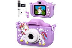 Aparat dla dzieci Azyvum, kamera cyfrowa 1080p, ekran 2,0" IPS, 64 GB, selfie, 3-12 lat, chłopcy i dziewczynki, prezent urodzinowy, Boże Narodzenie