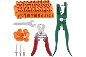 Rustark 105Pcs Numbered Cattle Ear Tags and Pliers Applicator Remover Tools Set Plastic Livestock Tags Identifcation for Cattle Cow Pig Goat Sheep Farm Animal