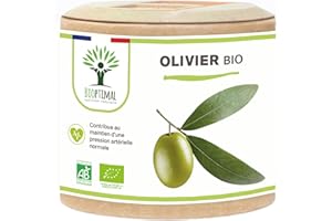 BIOPTIMAL NUTRITION NATURELLE Olivier bio - Bioptimal - Complément alimentaire - Circulation Sanguine Tension Cardio - Feuille d'olivier en Poudre - 700mg par jour - Fabriqué en France - Certifié par Ecocert - 60 gélules