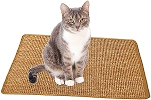 EMWEL-UK Emwel Cat Scratching Mat (60*40cm) Large Cat Scratch Mats Natural Sisal Effectively Sharpens Cat's Sharp Claws Suit for Large Medium Small Cat