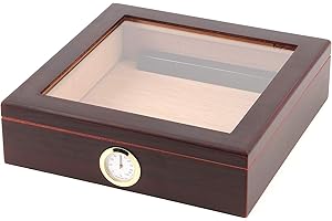 BIGSMOKE Humidor brown, glas lid, humidifier, hygrometer, one divider, 30 cig