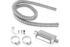 autozen Heater Exhaust Pipe with Muffler, 120cm two-layer Stainless Steel generator exhaust hose with 2 Clamps Air Heater Exhaust Pipe for Diesel Gas Vent Hose Heating