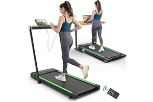 THERUN Tapis Roulant Elettrico Pieghevole Tappeto con Cintura da corsa allargata (43 cm), 2,5 CV Elettrico Walking Pad salvaspazio per la casa e l'ufficio| Montaggio libero (Grün)