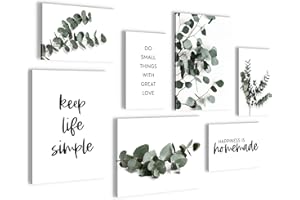 NOVART Quadros - Completamente Pronto Da Appendere - Immagini - Natura Eucalipto - 7 Pezzi Set Moderni - N003771a