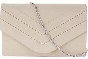 MEGAUK Damen Clutch Elegante Abendtasche Wildleder Handtasche Envelope Tasche Unterarmtasche mit Kette für Hochzeit Wedding Prom Party