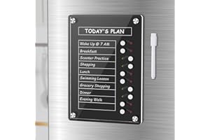 NiHome Acryl Magnetischer Wochenplaner für Kühlschrank, Abwischbar To-Do Liste, Multifunktionales Planungsboard für Menüplanung & Einkaufslisten, Magnetische Kalender und Haushaltsplaner (Schwarz)