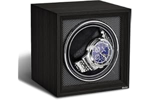 Bluvizo Automatic Single Watch Winder: Watch Rotator Bidirection Rotation for Women and Men Mechanical Watches Japanese Motor Green Leather