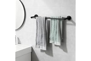 WJUAN Utdragbar handdukshållare 43–72 cm, 304 rostfritt stål dubbla stänger, svart för badrum/kök/hotell