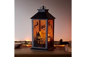 ‎LIGHTS4FUN Lights4fun Halloween Laterne mit LED Kerze Timer batteriebetrieben Halloween Deko Außen