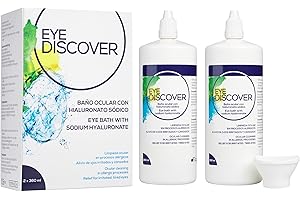 EYE DISCOVER - Baño Ocular con Ácido Hialurónico | Alivio Natural de Irritaciones de los Ojos - Hidratación y Limpieza Profunda | Pack de 2 x 360 ml