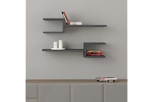 HOCUS PICUS Stylish Floating Shelves Set of 2, Modern Display Living Room, Office etc. Organiser for Book & Accessory for Storage Wall Mounted Shelves with Multi Colour Option by Hocuspicus (Anthracite)