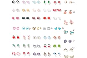 MANQYI 29 Pares Pendientes para Niñas y Mujeres, Pendientes Animales, Acero Inoxidable Niños Pendientes, Set de Aretes Acero Inoxidable, Aretes para Niñas, Animales Flores Frutas Pendientes Niños