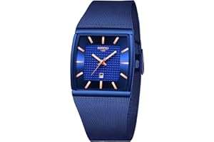 NIBOSI Men Watches Luxury Military Waterproof Sport Quartz Analog Square Wrist Watch for Men with Stainless Steel Mesh Band Date Calendar