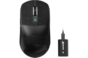 ‎ATTACK SHARK ATTACK SHARK R6 bezprzewodowa mysz gamingowa 8 KHz, SUPERLIGHT 42 g, Nordic 52840 MCU, czujnik gamingowy PixArt PAW3950MAX, BT/2.4G / przewodowy, 42000 DPI, bateria 250 mAh(czarna + taśma)