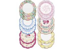 Talking Tables Pack of 12 - Size 18cm, 7" Tea Party Vintage Floral Paper Plates Small | Truly Scrumptious Party Plates | Great For Birthday Party, Baby Shower, Wedding And Anniversary | 12 Pack