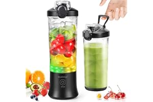 DOUBLECARE Przenośny blender, elektryczny, sokowirówka, USB, mini, przenośny, do koktajli i smoothie, soku, 380 ml, sześć ostrzy, idealny do mieszania, biały