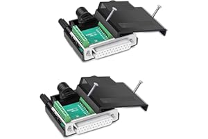 PENGLIN 2 adattatori seriali DB25 femmina senza saldatura, RS232 D-SUB, 16 mm, più sottile, 25 pin, terminale senza saldatura, breakout con accessori per case