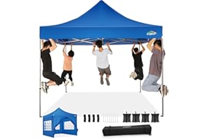 COBIZI Barnum tonnelle Pliant 3x3 Professionnel Solide UV 50+ Pop Up Barnum 3 réglables en Hauteur Tonnelle de Jardin Protection Contre Le Froid avec 4 Murs et 4 Sacs de Sable, Bleu