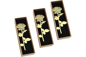 OKVGO Urocza urocza złota róża kwiat metalowa zakładka, prezent dla czytelnika, nauczyciela i ucznia, prezent na Święto Dziękczynienia, Boże Narodzenie i urodziny, zestaw 3 szt. (złoty styl A)