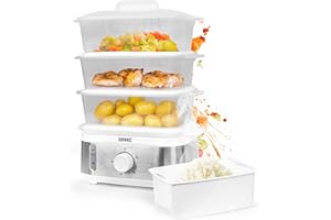 Duronic 3 Tier Food Steamer FS95 Electric Veggie Steamers for Food Cooking Kitchen Steamers for Eggs Rice Meat Momos & Steaming Fish Baby Steam Cooker 9L Steamer Pot