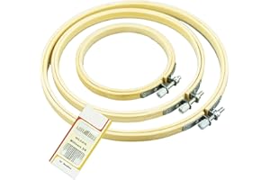 SZCXDKJ 3 cerchi rotondi in bambù per ricamo a punto croce, 3 misure, per cucito artigianale, con aghi da ricamo con occhio dorato, cerchio da ricamo