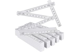 BYZESTY Gliedermaßstab, 6 Stück Zollstock 1M aus Kunststoff mit 10 Glieder Meterstab Geschenk für Alle Heimwerker, Haus, Hobby & Werkstatt, Metrisch und Weiß