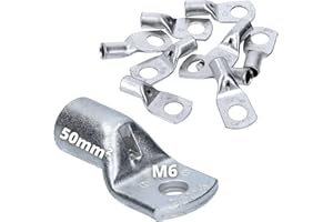 KALITEC Cembre A10-M6 - Terminales de cable tubular (10 unidades, 50 mm², M6, cobre estañado, juego de terminales para conexión de alimentación, instalación industrial