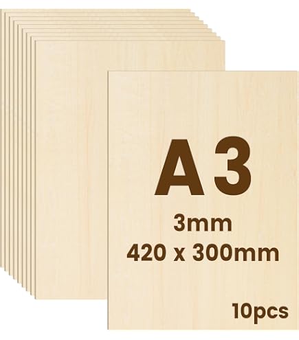 Planche A3 Bricolage 10 Planches Contreplaqué 3mm A3 (420x300mm) Pour Pyrogravure, Gravure Laser Et Modélisme - Bois De Tilleul, Bords Lisses