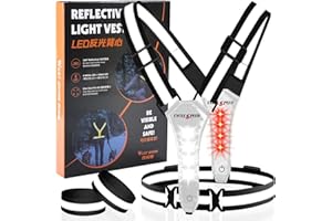 ‎CYCLESPEED CYCLESPEED LED-Lauflicht,wiederaufladbare USB-Fahrradwarnweste,360° hochsichtbare reflektierende Weste für Nachtwanderungen, Radfahren und Hundespaziergänge