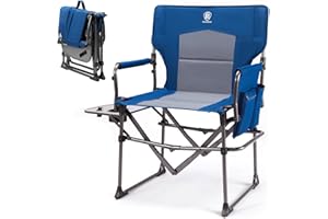 EVER ADVANCED Sedia da campeggio pieghevole 160KG Resistenza Sedia pieghevole, sedia pieghevole compatta con tavolino e tasca laterale per campeggio, pesca, festival, all'aperto