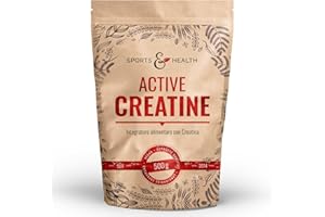 CDF SPORTS & HEALTH SOLUTIONS Active Creatine - Creatina monoidrato 500 g - 3,4 g di creatina monoidrata in polvere per porzione (di cui 3 g di creatina) - Vegan - Senza additivi - Polvere di creatina creapure