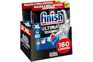Finish Ultimate Infinity Shine Pastiglie Lavastoviglie, 160 Capsule Lavastoviglie, Detergenti per Lavastoviglie contro lo Sporco e i Residui Incrostati