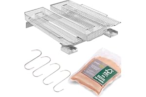 SMARTPEAS Kaltrauchgenerator für Smoker aus Edelstahl, M-190 x 225 x 45 mm, Räucherofen für 5 bis 20 Stunden Räucherzeit + Haken zum Räuchern und Staub