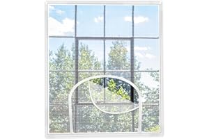 Auptiz Zanzariera per finestra, schermo regolabile, con chiusura lampo, 120 x 120 cm, protezione dagli insetti, impedisce l'ingresso di insetti, mosche, zanzare nella stanza, colore bianco, ricambio