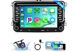[4G+64G] Android Car Radio for VW Jetta Passat Golf Beetle Polo Caddy Tiguan Touran for SEAT for Skoda with Wireless CarPlay Android Auto, 7 Inch Car Radio with Bluetooth,GPS,WiFi,Camera