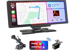 AVYLET Autoradio sans Fil 9,26'' A-pple Carplay Voiture pour avec Caméra de Recul, Écran Tactile Portable, Navigation GPS, Contrôle Vocal Google/Siri, Android Auto, Radio Bluetooth, AUX/FM, Mirror Link