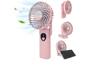 Labeol Handheld Fan Portable Hand Fan 5 Speeds & 270° Foldable Mini Fan with 2500mAh USB Rechargeable Battery Personal Silent Powerful Pocket Fans with Digital Display for Home Office Ceiling Travel