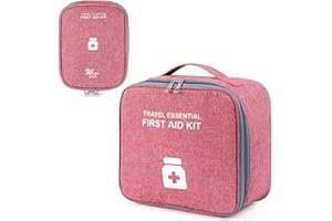 ZIMOHE 2 Pièces Trousse de Premier Secours Vide, Sac de rangement pour boîtes à médicaments, Mini trousse de premiers soins étanche portable pour Situations D'urgence à Maison,Voiture,Randonnée (Rose)