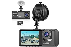 GAOEEIN Dash Cam Auto Telecamera per Auto Tre Vie FHD 1080P Grandangolo 170° G-Sensor Registrazione in Loop Monitoraggio dei Parcheggi per Auto Camion Taxi e Altro Ancora