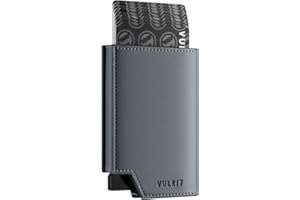 VULKIT Męski portfel, minimalistyczny, rozkładany uchwyt na karty, blokowanie RFID, magnetyczne zamknięcie, skórzany portfel z okienkiem na dowód osobisty, na gotówkę i karty kredytowe, do 11 kart