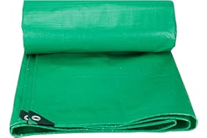 HONGFUFU Tarpaulin 2 x 3 m Waterproof Heavy Duty 130GSM Tarp Sheet Cover with Eyelets for Garden Furniture, Pool, Car, Truck - Green
