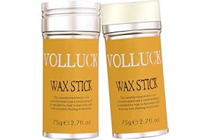 VOLLUCK Baton de cire pour Cheveux, Naturel Contrôle des bords Frizzies Hair Stick, Longue durée Stick Cheveux Produits Coiffants pour les Femmes les Hommes 75 g (2 Pack)