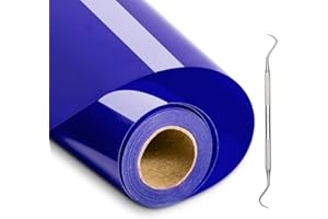 KOOMOONY HTV Heat Transfer Vinyl Rolls - 12In x 13Ft Blue, Permanent Vinyl for Cricut & Cameo Heat Press Machine, Easy Cut & Weed Heat Transfer Vinyl DIY on T-Shirts Canvas Bag ect