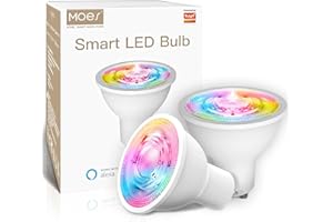 MOES ZigBee Smart LED Bulb, 5W GU10 RGB Colour Cold White Dimmable, App Remote and Voice Control, Work with Alexa Google Assistant, 2200-6500K 345lm 2 Pack (Requires ZigBee Hub)