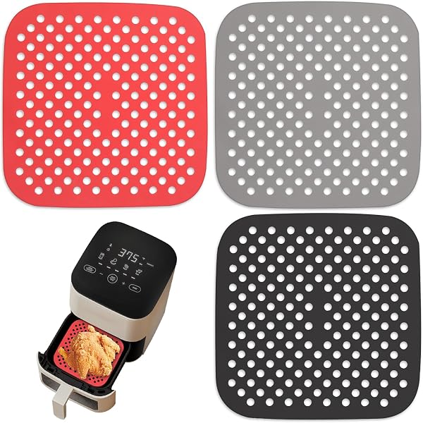 3 Stück Silikon Luftfritteuse Pad Antihaft,21.5cm  Produktbild-Vorschau 6
