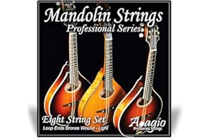 Adagio Pro Mandolin String Set - Phosphor Bronze Wound (Standard Light.010 - .034 With Easy Fit Loop End Set) - 29.5" Long Length Strings